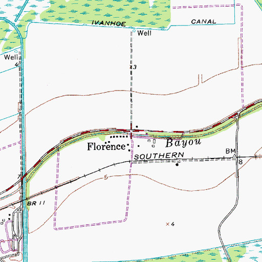 Topographic Map of Florence, LA