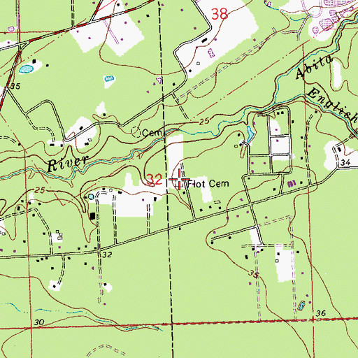 Topographic Map of Flot Cemetery, LA