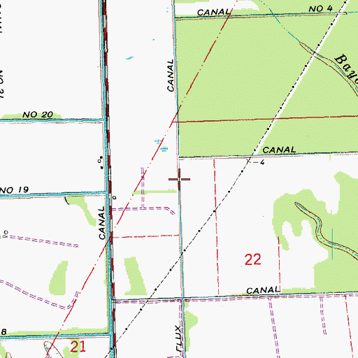 Topographic Map of Flux Canal, LA