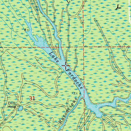 Topographic Map of Lake Fordoche, LA