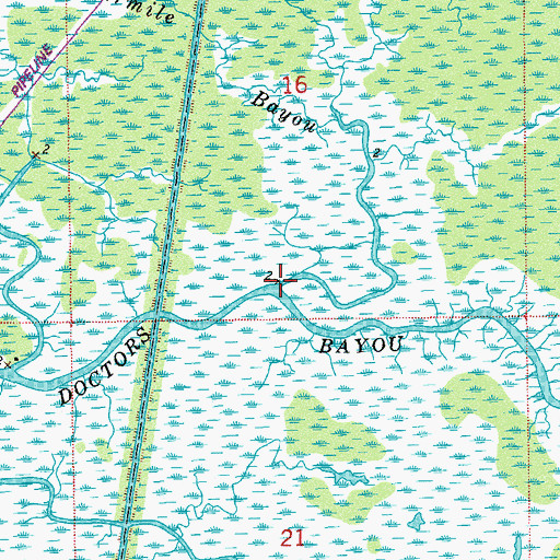 Topographic Map of Fourmile Bayou, LA