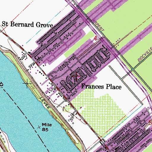 Topographic Map of Frances Place, LA