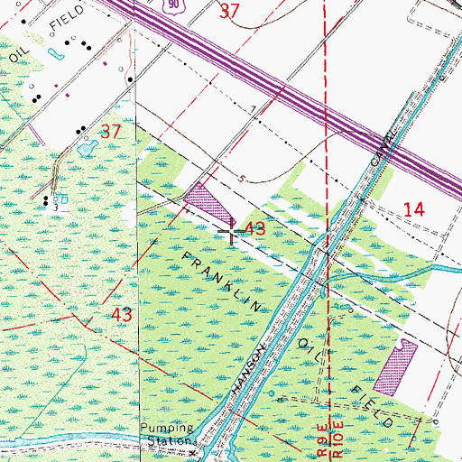 Topographic Map of Franklin Oil Field, LA