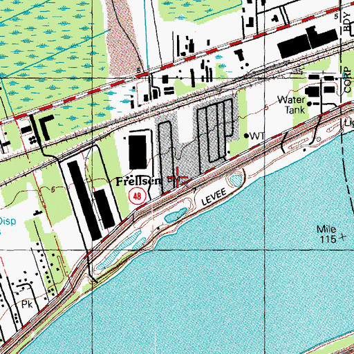 Topographic Map of Frellsen, LA