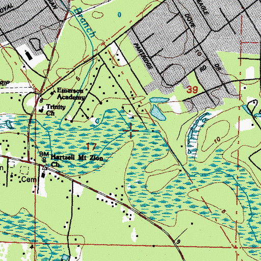 Topographic Map of French Branch, LA