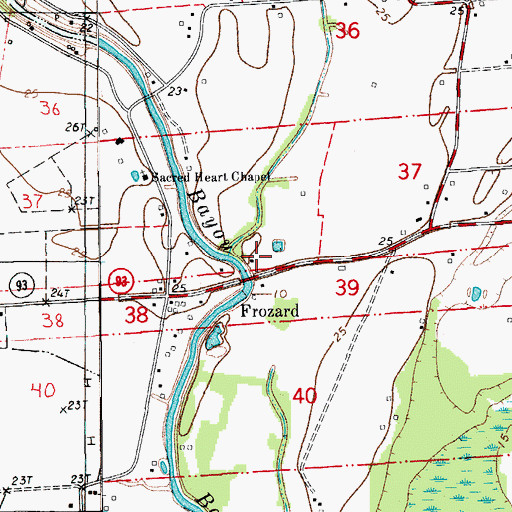 Topographic Map of Frozard, LA