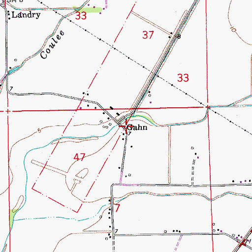 Topographic Map of Gahn, LA