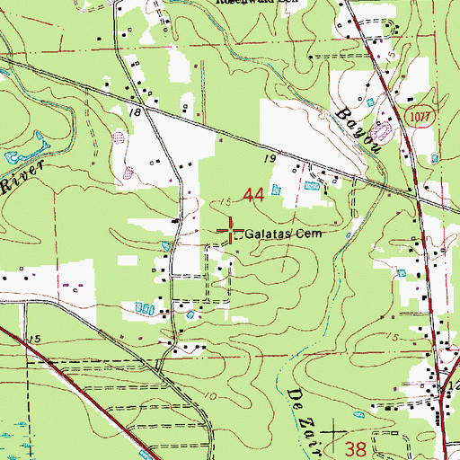 Topographic Map of Galatas Cemetery, LA