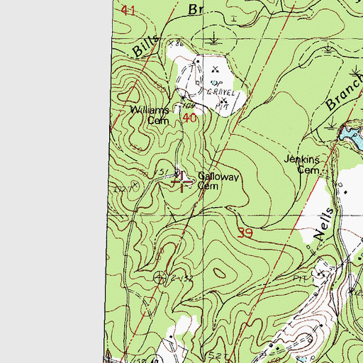 Topographic Map of Galloway Cemetery, LA