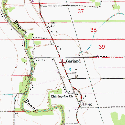Topographic Map of Garland, LA