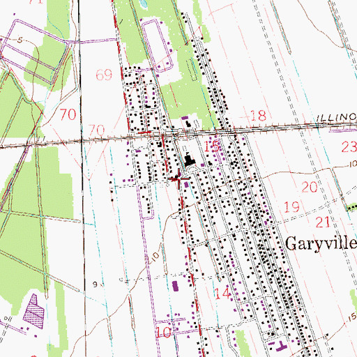 Topographic Map of Garyville, LA