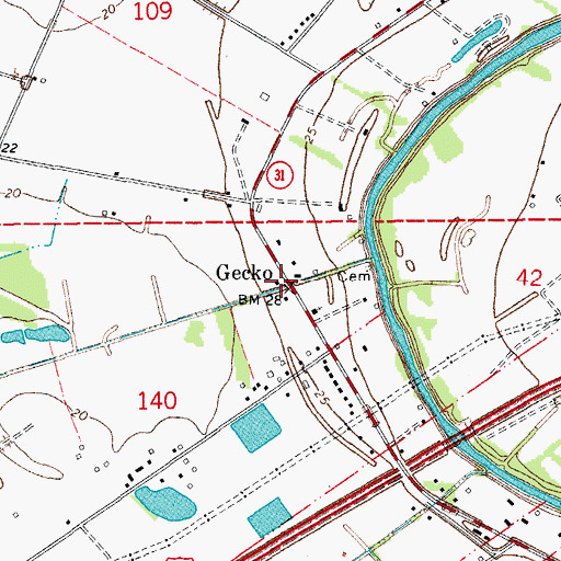 Topographic Map of Gecko, LA