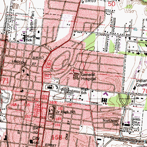 Topographic Map of General Hospital, LA
