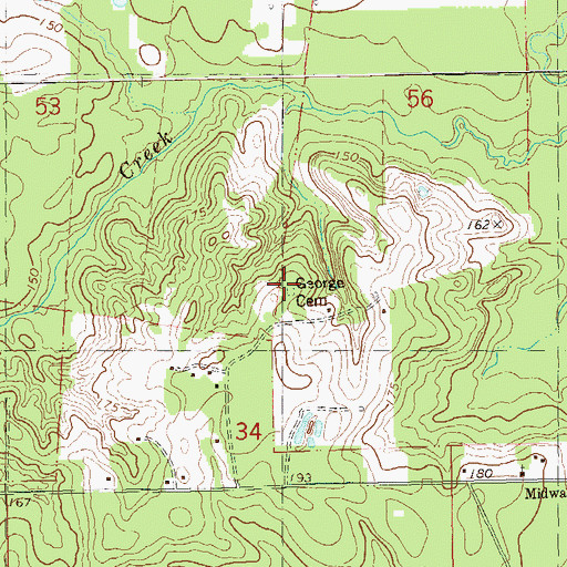 Topographic Map of George Cemetery, LA