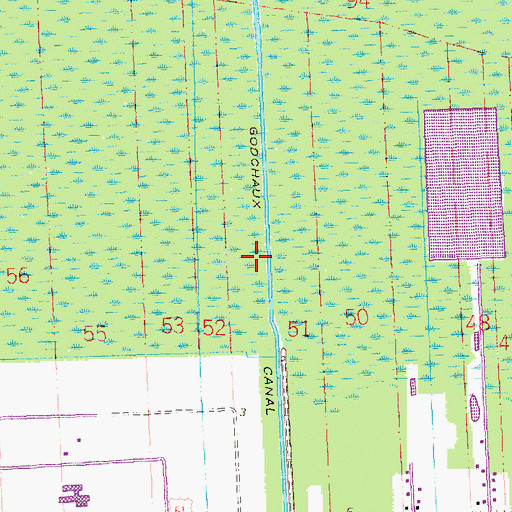 Topographic Map of Godchaux Canal, LA