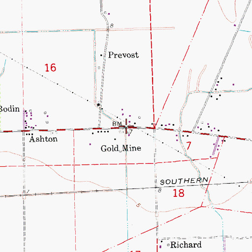Topographic Map of Gold Mine, LA