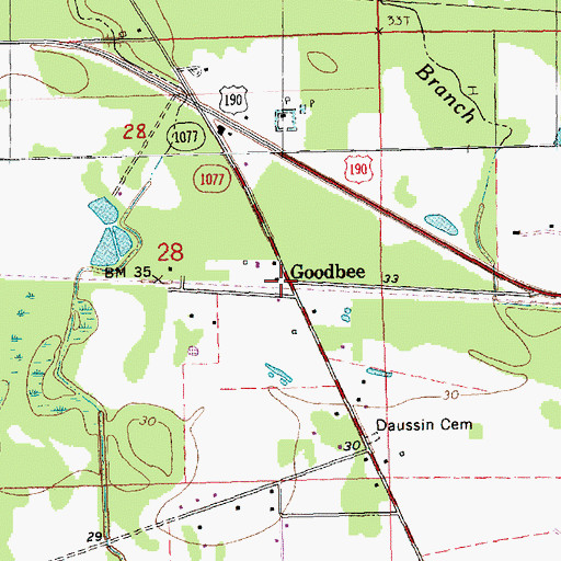 Topographic Map of Goodbee, LA