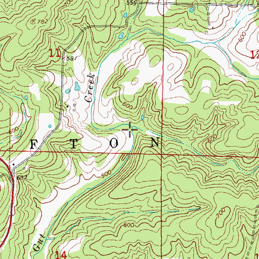 Topographic Map of Watered Fork Creek, AR
