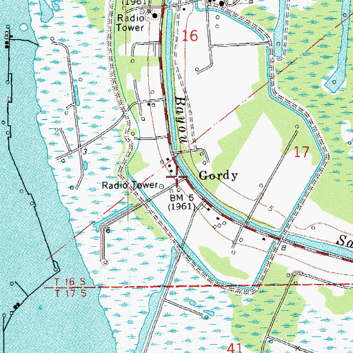 Topographic Map of Gordy, LA