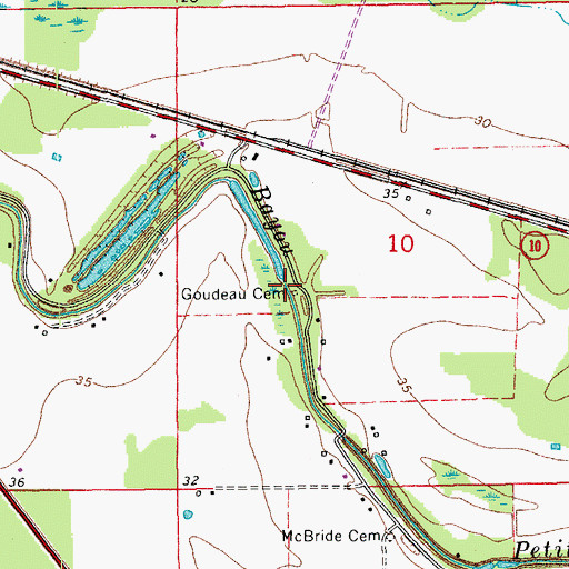 Topographic Map of Goudeau Cemetery, LA