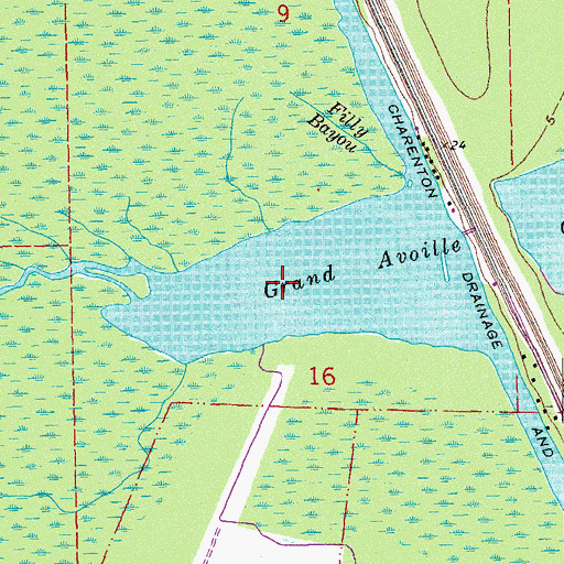 Topographic Map of Grand Avoille Cove, LA