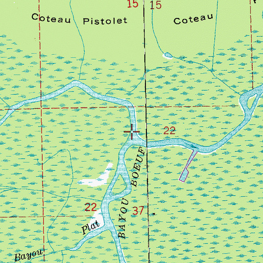 Topographic Map of Grand Bayou, LA