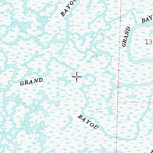 Topographic Map of Grand Bayou, LA