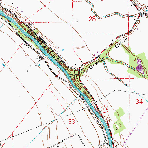 Topographic Map of Grand Gully, LA