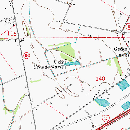 Topographic Map of Lake Grande Marie, LA
