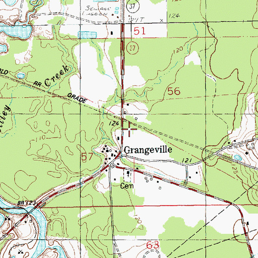 Topographic Map of Grangeville, LA