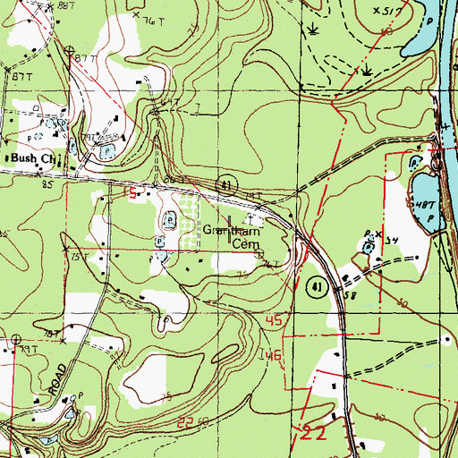 Topographic Map of Grantham Cemetery, LA