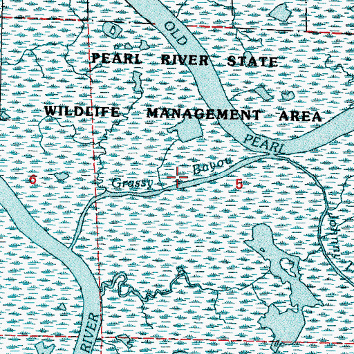 Topographic Map of Grassy Bayou, LA