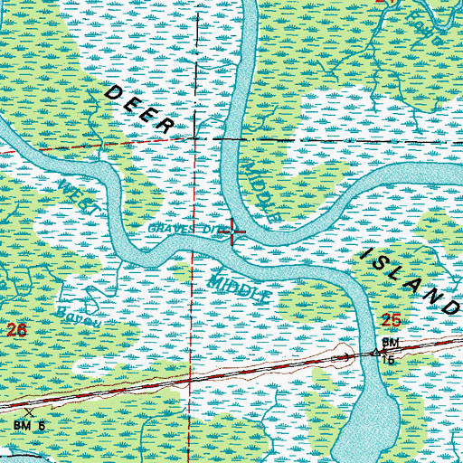 Topographic Map of Graves Ditch, LA