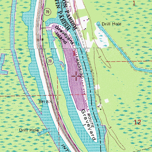 Topographic Map of Graveyard Island, LA