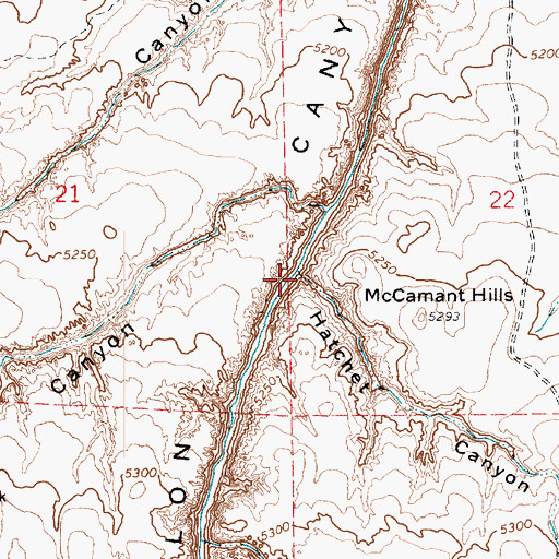 Topographic Map of Hatchet Canyon, AZ