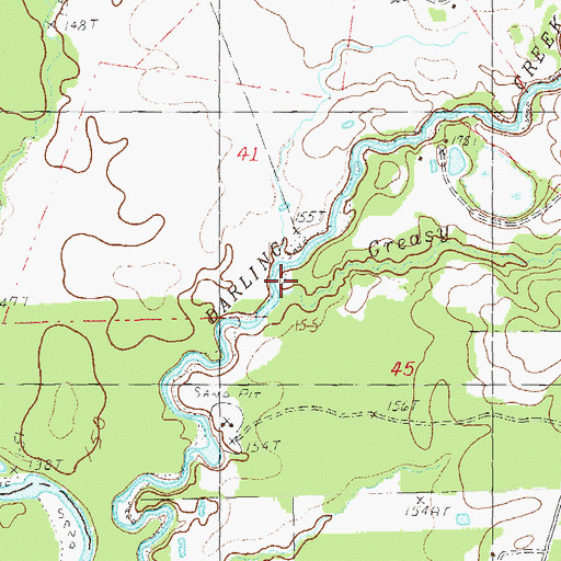 Topographic Map of Greasy Creek, LA