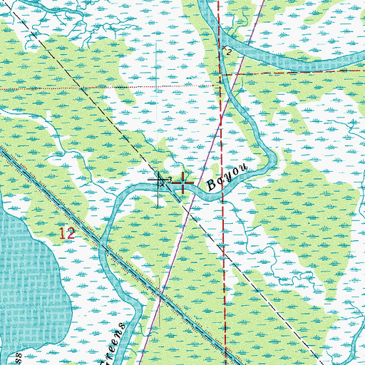 Topographic Map of Greens Bayou, LA