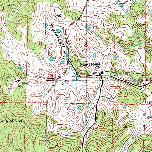 Topographic Map of Waterfall Hollow, AR