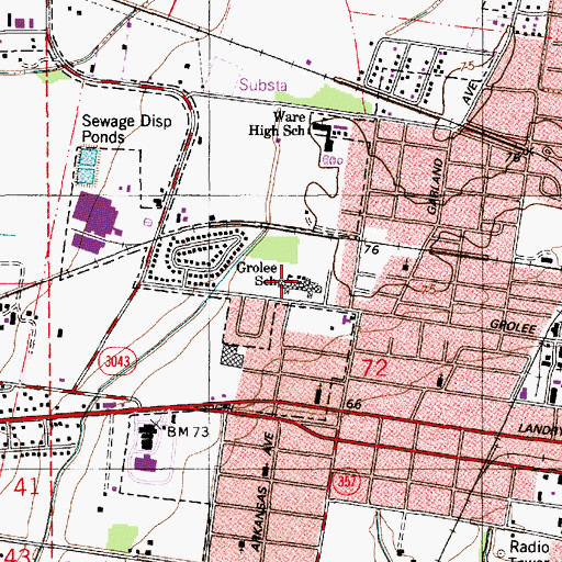 Topographic Map of Grotee School, LA