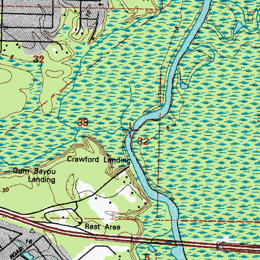 Topographic Map of Gum Bayou, LA
