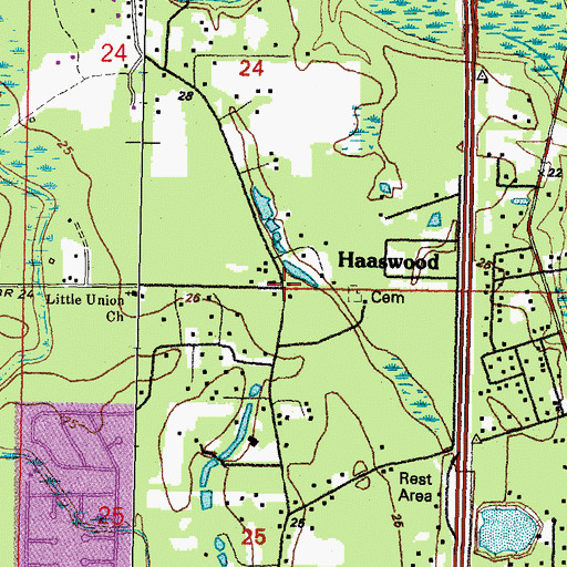 Topographic Map of Haaswood, LA