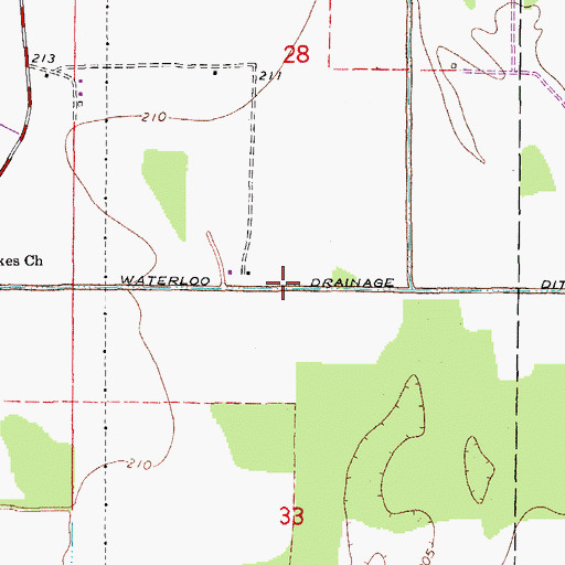 Topographic Map of Waterloo Drainage Ditch, AR