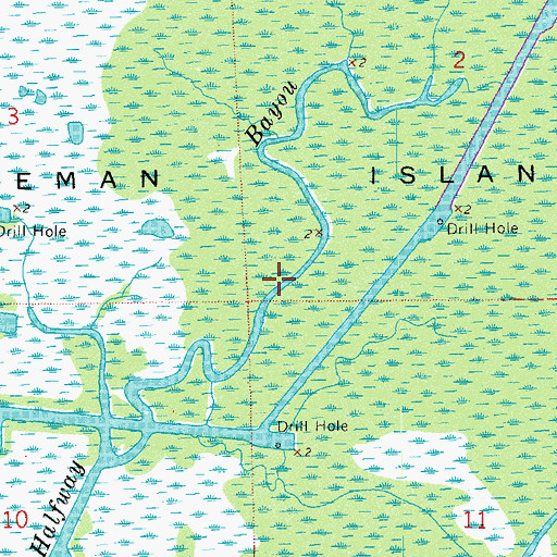 Topographic Map of Halfway Bayou, LA