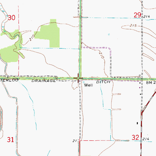 Topographic Map of Waterloo Drainage Ditch, AR