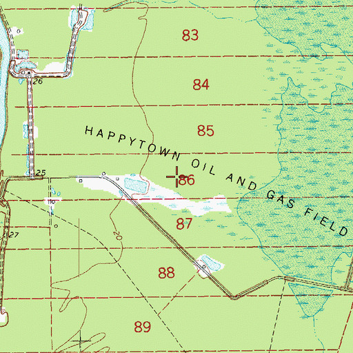 Topographic Map of Happytown Oil and Gas Field, LA