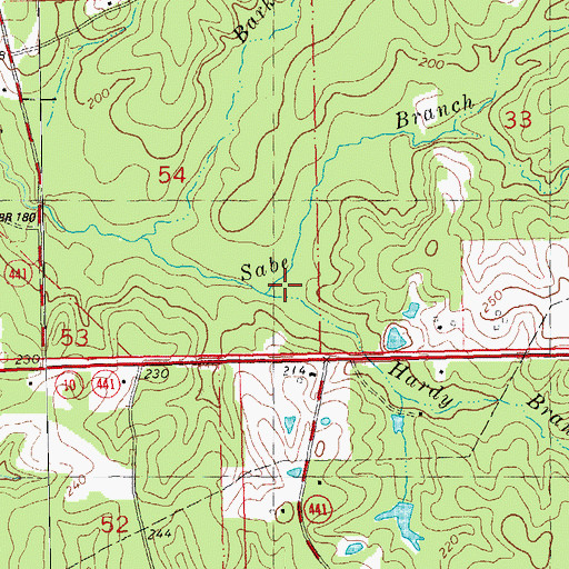 Topographic Map of Hardy Branch, LA