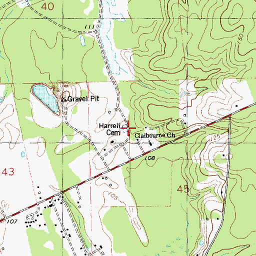 Topographic Map of Harrell Cemetery, LA