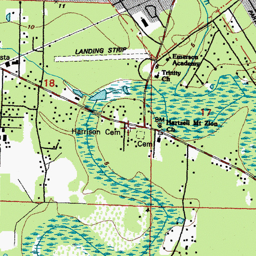 Topographic Map of Harrison Jackson Square Cemetery, LA