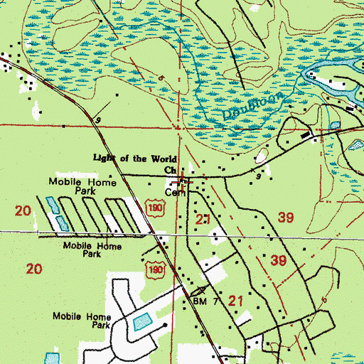 Topographic Map of Hartsell Church, LA