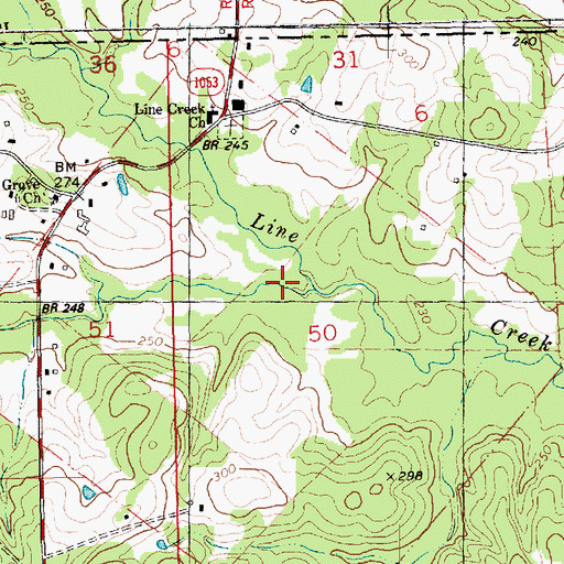 Topographic Map of Haw Creek, LA
